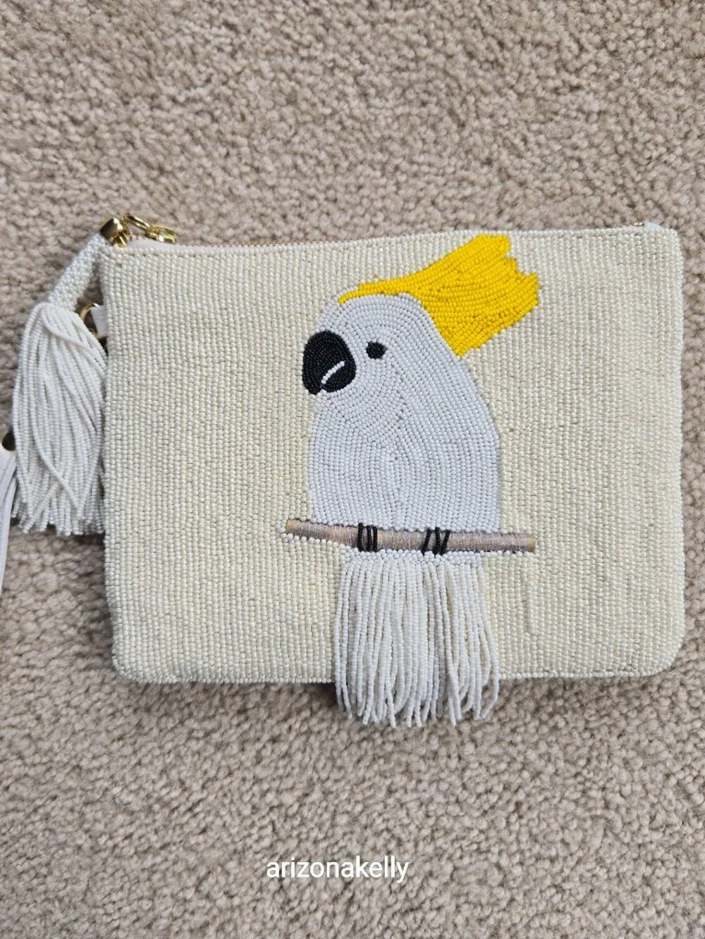 NWT Beaded Cockatoo Clutch Bag Chico's Wristlet Bird - Picture 1 of 11